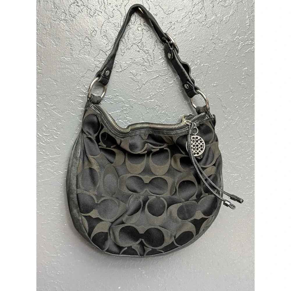 COACH 13642 ALI SIGNATURE HOBO BAG BLACK